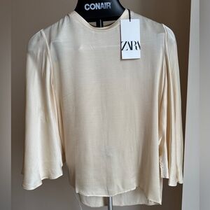 Zara Cream Satin Blouse _ NEW